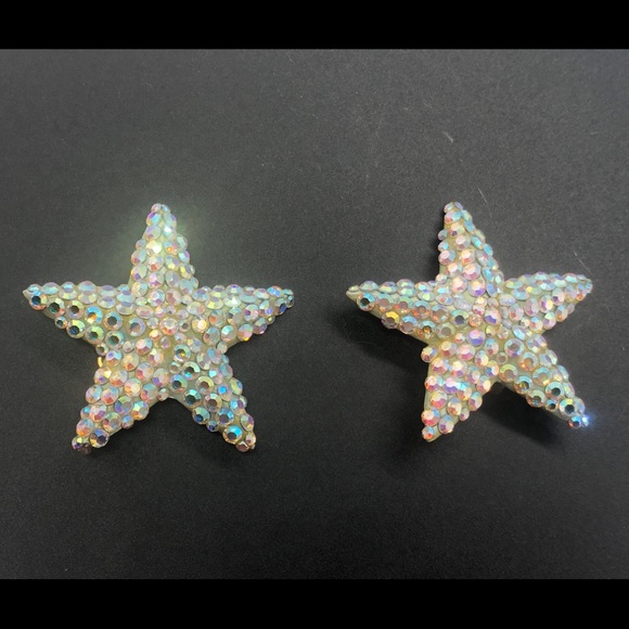 Richard Kerr vintage Starfish Aurora Borealis crystals clip on earrings - Picture 4 of 9